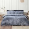 Catherine Lansfield Stripe Brushed Cotton Reversible King Duvet Cover Set Navy