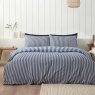 Catherine Lansfield Stripe Brushed Cotton Reversible Double Duvet Cover Set Navy 2