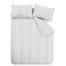 Catherine Lansfield Stripe Brushed Cotton Reversible Single Duvet Cover Set Silver 4
