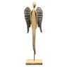 Decorative Wooden Angel With Silver Metal Wings 76cm