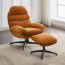 Gable Swivel Armchair & Footstool Fabric Gold 2