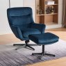 Blair Swivel Armchair & Footstool Fabric Deep Ocean