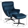 Blair Swivel Armchair & Footstool Fabric Deep Ocean 3
