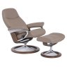 Stressless Consul Small Chair With Signature Base & Footstool Paloma Leather Reclined