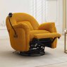 Solden Electric Reclining Swivel Armchair With Phone Holder Fabric Mustard Lifestyle Reclined