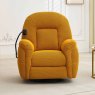 Solden Electric Reclining Swivel Armchair With Phone Holder Fabric Mustard Lfestyle Front View