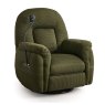 Solden Electric Reclining Swivel Armchair With Phone Holder Fabric Moss