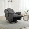 Solden Electric Reclining Swivel Armchair With Phone Holder Fabric Grey Reclined