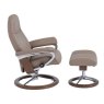 Stressless Consul Large Chair With Signature Base & Footstool Batick Leather Side Profile