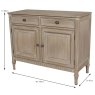 Heritage Willow 2 Door + 2 Drawer Sideboard Natural Dimensions