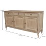 Heritage Willow 3 Door + 3 Drawer Sideboard Natural Dimensions