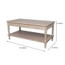 Heritage Willow Coffee Table with Shelf Natural Dimensions