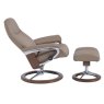 Stressless Consul Large Chair With Signature Base & Footstool Paloma Leather Reclined