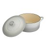Natural Canvas Cast Iron 26cm Round Casserole Dish Open Lid