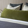 Velvet Bolster Cushion 43x120cm Olive Side view