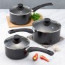 Judge Essentials Radiant Non-Stick 3 Piece Saucepan Set Black Lifestyle