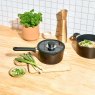Judge Vista Ceramic Non-Stick 20cm Draining Saucepan with Glass Lid Lifestyle