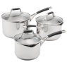 Stellar Flow 3 Piece Drainge Saucepan Set with Glass Lids