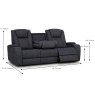 Jungfrau 3 Seater Electric Reclining Sofa With Pull Down Tray Faux Suede Graphite Dimensions