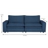 Fauna Electric Reclining 3.5 Seater Sofa Bed Fabric Blue Dimensions Closed