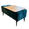 Fama Moonap Monroe Medium Footstool With Gap For A Table Fabric 10 Teal Side Angle With Table
