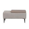 Fama Moonap Monroe Medium Footstool With Gap For A Table Fabric 02 Linen Front with Table