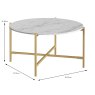 Marmora Round Coffee Table White Marble & Gold Dimensions
