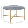 Marmora Round Coffee Table Grey Marble & Gold Dimensions