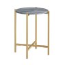 Marmora Round Side/Lamp Table Grey Marble & Gold