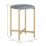 Marmora Side/Lamp Round Table Grey Marble & Gold Dimensions