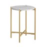 Marmora Round Side/Lamp Table White Marble & Gold