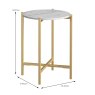 Marmora Round Side/Lamp Table White Marble & Gold Dimensions
