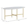 Marmora Oval Coffee Table White Marble & Gold Dimensions