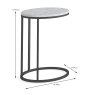 Marmora Oval  Sof/Side Table White Marble & Grey Dimensions