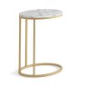 Marmora Oval Sofa/Side Table White Marble & Gold