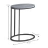 Marmora Oval Sofa/Side Table Grey Marble & Grey Dimensions