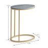 Marmora Oval Sofa/Side Table Grey Marble & Gold Dimensions