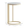 Marmora  Round Sofa/Side Table White Marble & Gold Dimensions