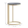 Marmora Round Sofa/Side Table Grey Marble & Gold Dimensions