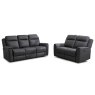Fenton Electric Reclining 2 Seater + 3 Seater Sofa Fabric Gunmetal