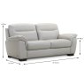 Monviso 3 Seater Sofa Leather Category 10(S) Dove Grey Dimensions