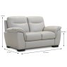 Monviso 2 Seater Sofa Leather Category 10(S) Dove Grey Dimensions