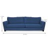 Bali 4 Seater Sofa  Fabric A Dimensions
