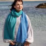 McNutt Lambswool Scuba Wave Scarf 30cm x 180cm Blue Lifestyle on Beach