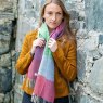 McNutt Lambswool Green & Smoke Check Scarf 30cm x 215cm Multicoloured Lifestyle