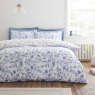 Bianca Fine Linens Thea Floral Reversible Double Duvet Cover Set Blue Side 1