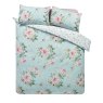 Catherine Lansfield Avebury Floral Reversible King Duvet Cover Set Duck Egg Cutout