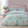 Catherine Lansfield Avebury Floral Reversible Double Duvet Cover Set Duck Egg Side 1