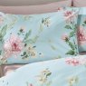 Catherine Lansfield Avebury Floral Reversible Super King Duvet Cover Set Duck Egg Pillow Close Up