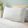 Catherine Lansfield Embroidered Daisy Double Duvet Cover Set Sage Green Pillow Close Up